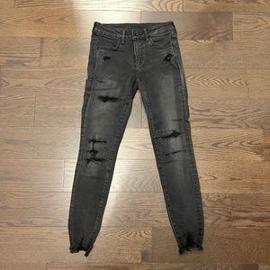 American Eagle Black Ripped Skinny Jeans Next Level Stretch
